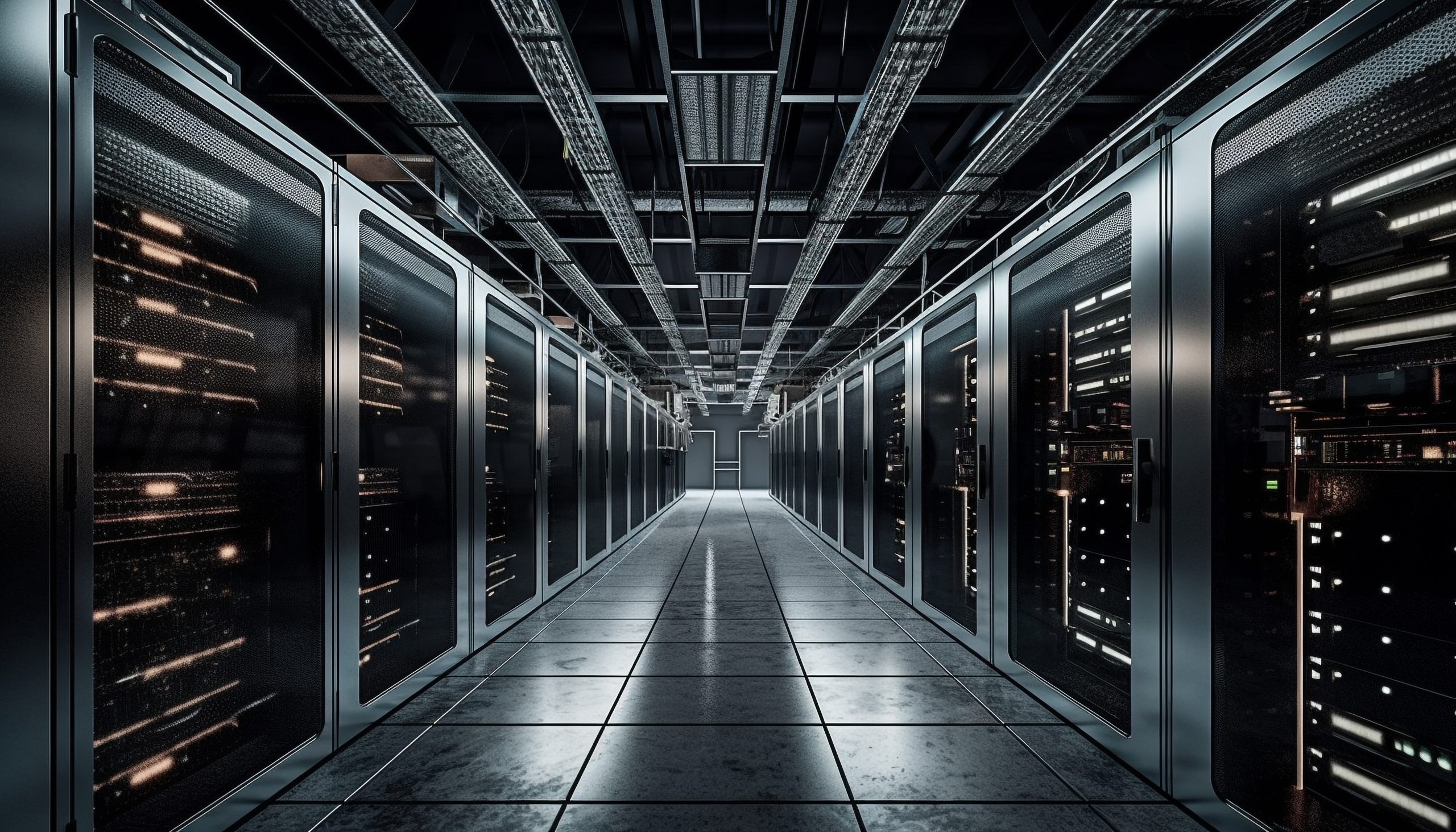 Long Hallway With Row Servers Center Scaled